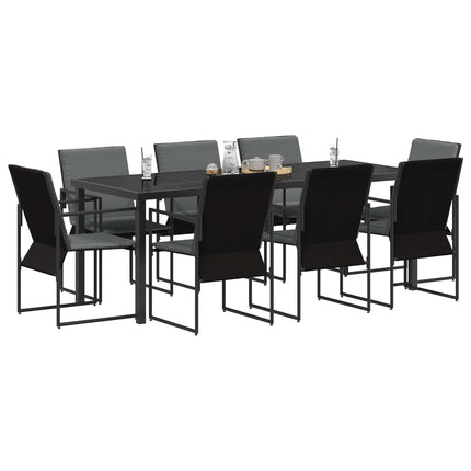 Trädgårdsmöbelset 9 pcs Svart och Anthracit 200 x 80 x 73 cm