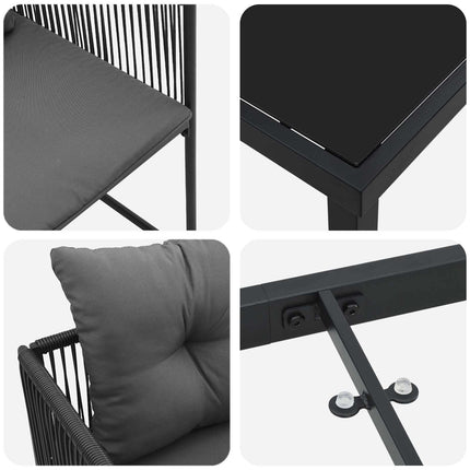 Trädgårdsmöbelset 5 pcs Svart och Anthracit 140 x 80 x 73 cm