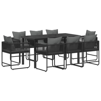 Trädgårdsmöbelset 9 pcs Svart och Anthracit 160 x 80 x 73 cm