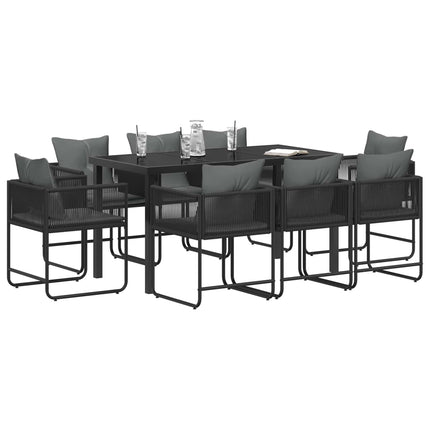 Trädgårdsmöbelset 9 pcs Svart och Anthracit 160 x 80 x 73 cm