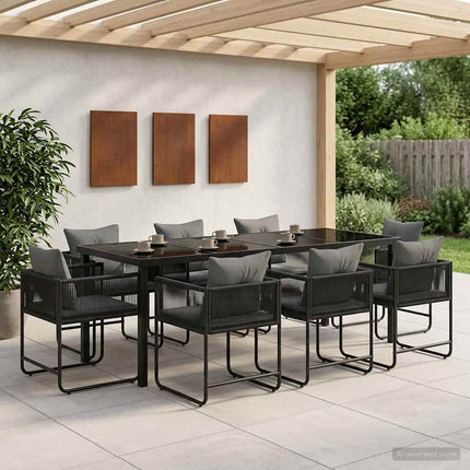 Trädgårdsmöbelset 9 pcs Svart och Anthracit 200 x 80 x 73 cm