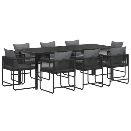 Trädgårdsmöbelset 9 pcs Svart och Anthracit 200 x 80 x 73 cm
