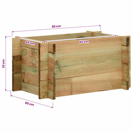 Trädgårdsupphöjd Grönsaksbädd Grön 80 x 80 x 32 cm Massiv furu