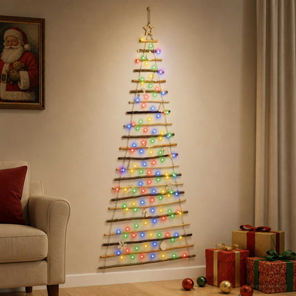 Hängande julgran 210 cm 130 LED-lampor Mångfärgad