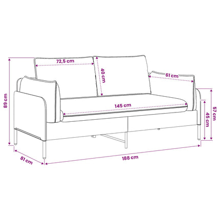 2-sits soffa 2-sits Blå 188 x 81 x 89 cm Sammet