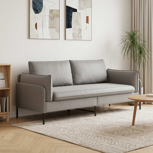 3-Sits soffa Ljusgrå 222 x 81 x 89 cm Sammet