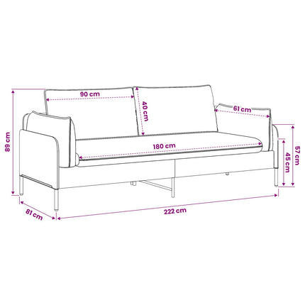 3-Sits soffa Rosa 222 x 81 x 89 cm Sammet