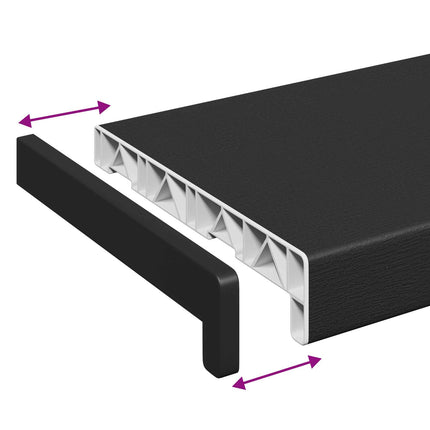 Fönsterbräda Svart med träådring 160 x 20 x 4,5 cm PVC