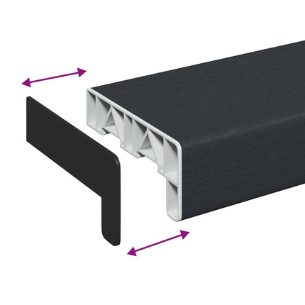 Fönsterbräda Antracit med träkorn 160 x 15 x 4,5 cm PVC