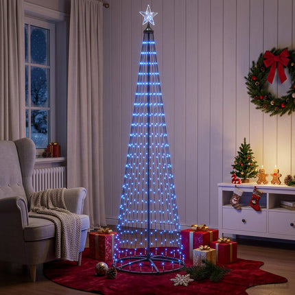 LED-konjulgran 250 cm 470 LED-lampor Blå Stål Vit