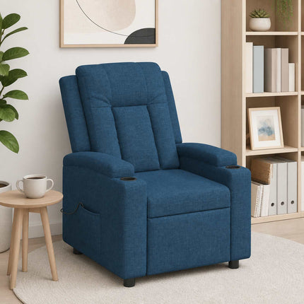Reclinerfåtölj med massage Blå 75 x 95 x 100 cm Tyg
