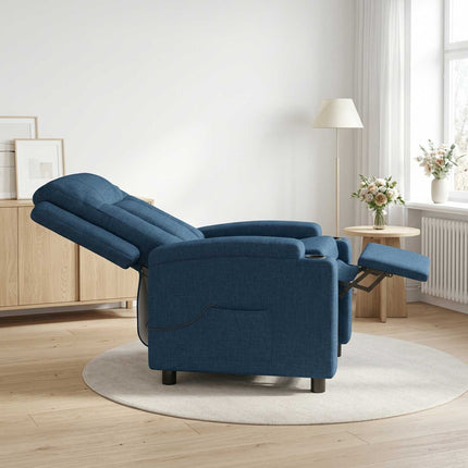 Reclinerfåtölj med massage Blå 75 x 95 x 100 cm Tyg