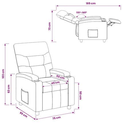 Reclinerfåtölj Svart 75 x 95 x 103 cm Tyg