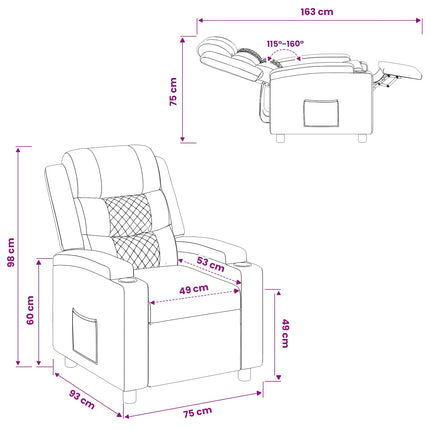 Reclinerfåtölj Cappuccino 75 x 93 x 98 cm Tyg