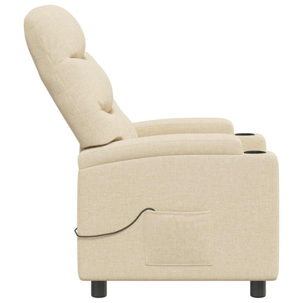 Reclinerfåtölj med massage Gräddvit 75 x 93 x 102 cm Tyg