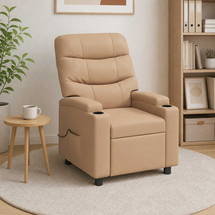 Reclinerfåtölj med massage Cappuccino 75 x 93 x 102 cm Tyg