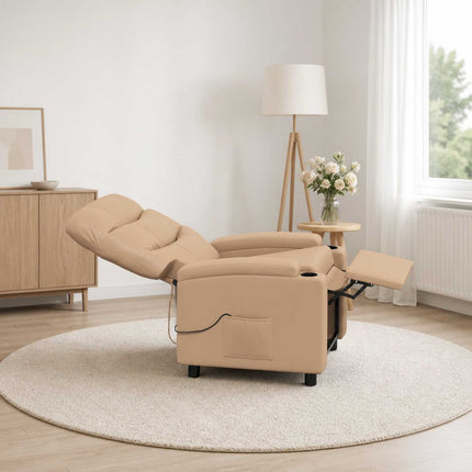 Reclinerfåtölj med massage Cappuccino 75 x 93 x 102 cm Tyg