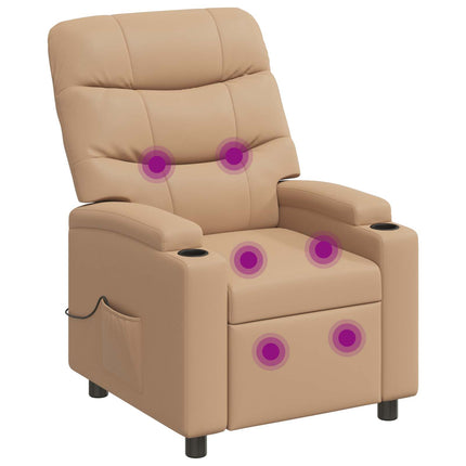 Reclinerfåtölj med massage Cappuccino 75 x 93 x 102 cm Tyg