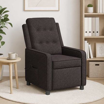Reclinerfåtölj med massage Mörkbrun 65 x 93 x 102 cm Tyg