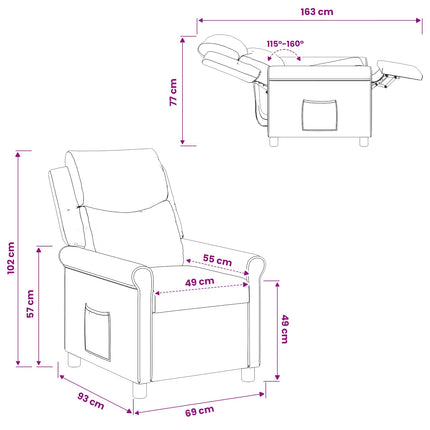Reclinerfåtölj Mörkbrun 69 x 93 x 102 cm Tyg