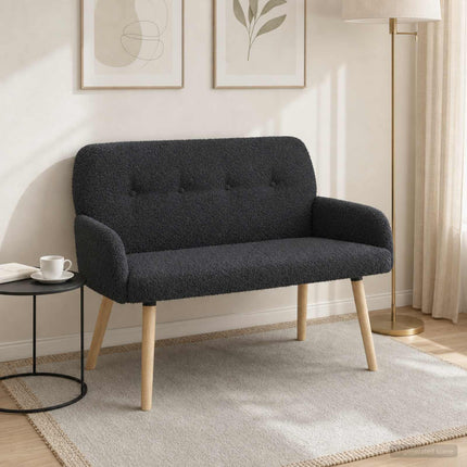 2-sitssoffa med ben i massivt trä Mörkgrå Bouclé