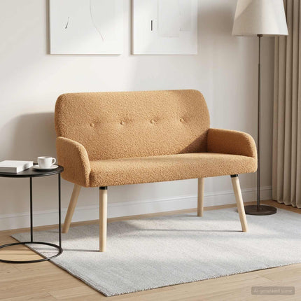 2-sitssoffa med ben i massivt trä Beige Bouclé