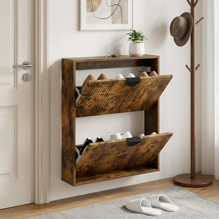 Skoskåp VENRAY 70 x 17 x 82 cm Konstruerat trä Rökt ek