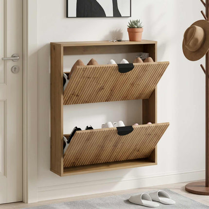 Skoskåp VENRAY 70 x 17 x 82 cm Konstruerat trä Artisan-ek