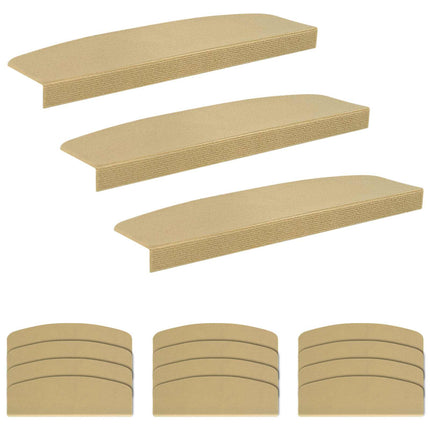 Trappmattor 15 st 56 x 17 x 3 cm Beige Polyester halvrund