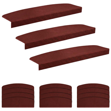 Trappmattor 15 st 56 x 17 x 3 cm Vinröd Polyester halvrund