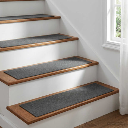 Trappmattor 15 st 76 x 20 cm Ljusgrå Polyester Rektangulär