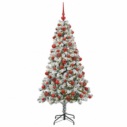 Konstgjord julgran med kulor 240 cm 300 LED-lampor Varmvit