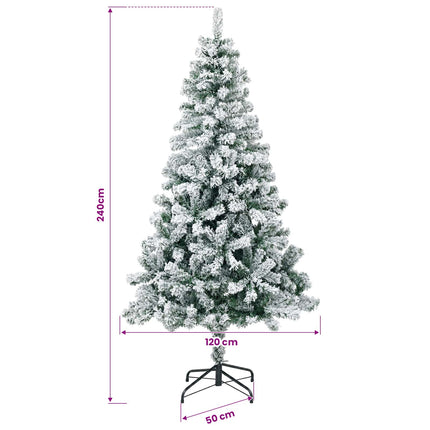 Konstgjord julgran med kulor 240 cm 300 LED-lampor Varmvit
