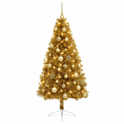 Konstgjord julgran med julkulor 150 cm 150 LED-lampor Varmvit