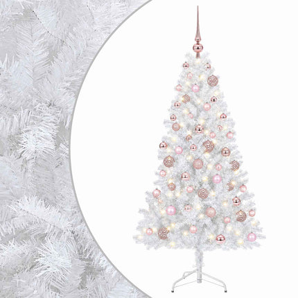 Konstgjord julgran med julkulor 240 cm 300 LED-lampor Varmvit
