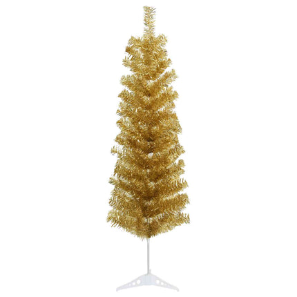 Konstgjord smal julgran med kulor 150 cm 150 LED-lampor Varmvit