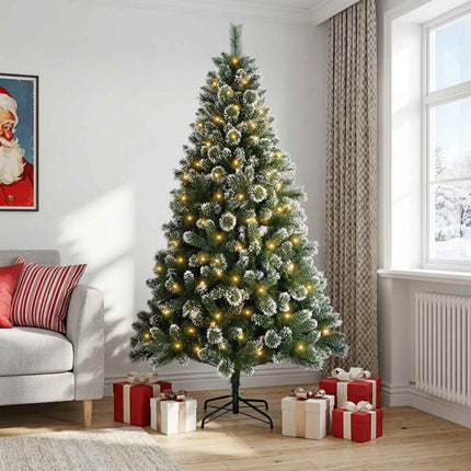 Konstgjord julgran 240 cm 300 LED-lampor Varmvit PVC och metall