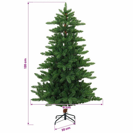 Konstgjord julgran med julkulor 120 cm 150 LED-lampor Varmvit