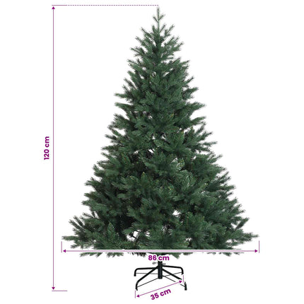 Konstgjord julgran med julkulor 120 cm 150 LED-lampor Varmvit