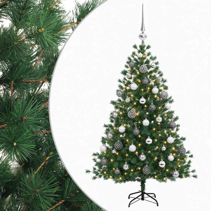 Konstgjord julgran med julkulor 120 cm 150 LED-lampor Varmvit