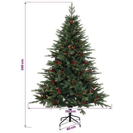 Konstgjord julgran med julkulor 240 cm 300 LED-lampor Varmvit