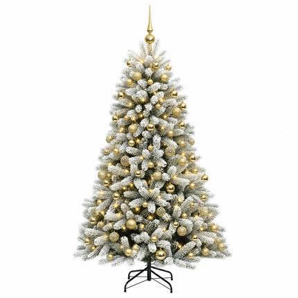 Konstgjord julgran med kulor 240 cm 300 LED-lampor Varmvit