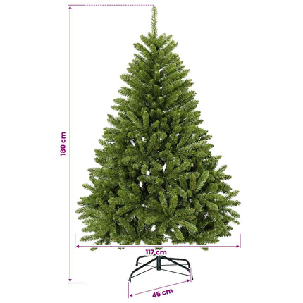 Konstgjord julgran ljusgrön med julgranskulor 180 cm