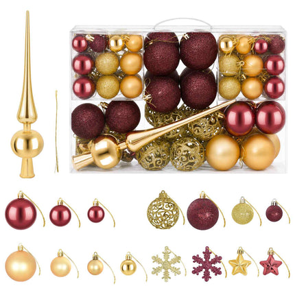 Julbollset 111 st Guld och vinröd Diam. 6 cm Polystyren