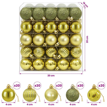 Julbollset 100 st Ljusgrön 4 cm Polystyren