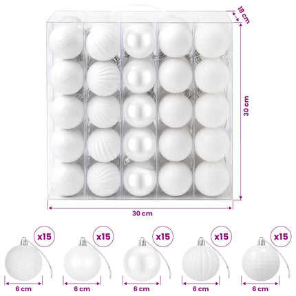 Julbollset 75 st Vit 6 cm Polystyren