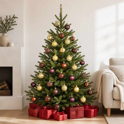 Julbollset 75 st Brun och guld 6 cm Polystyren