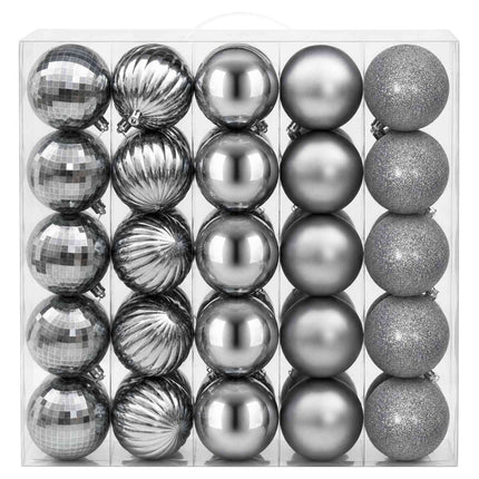 Julbollset 50 st Grå Diam. 8 cm Polystyren