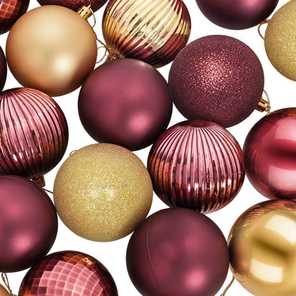 Julbollset 50 st Guld och vinröd Diam. 8 cm Polystyren