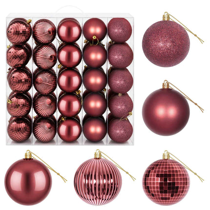 Julbollset 50 st Vinröd Diam. 8 cm Polystyren